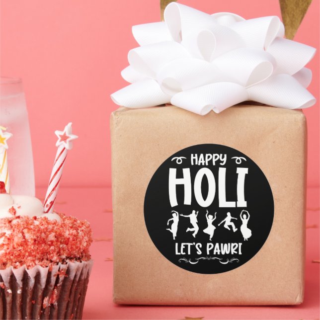 Sticker Rond Joyeux Holi Faisons de Pawri Hindu Holi Festival C (Fête)