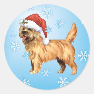 Sticker Rond Joyeux Howlidays Cairn Terrier