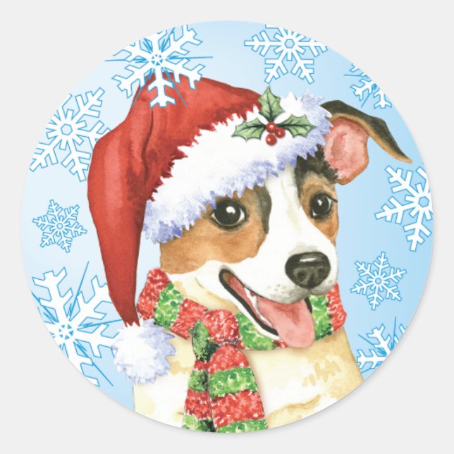 Sticker Rond Joyeux Howlidays Jack Russell Terrier (Devant)