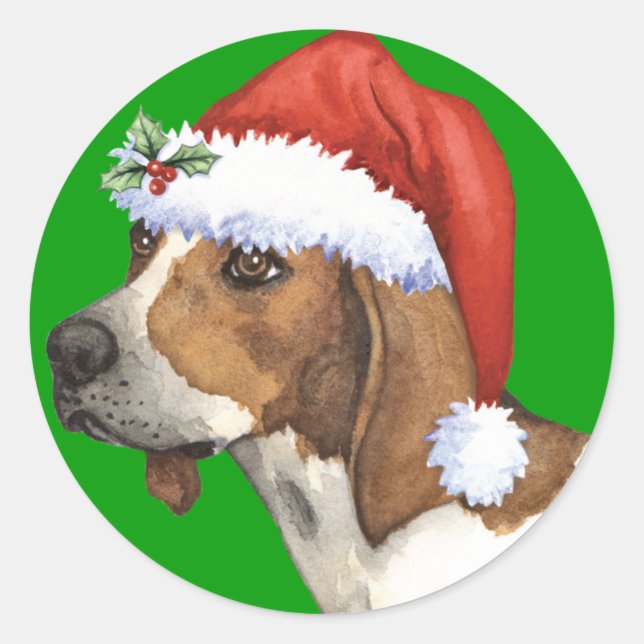 Sticker Rond Joyeux Howlidays Treeing Walker (Devant)