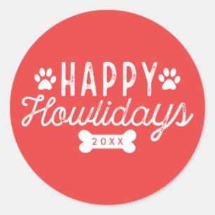 Sticker Rond Joyeux Howlidays   Vacances rouges