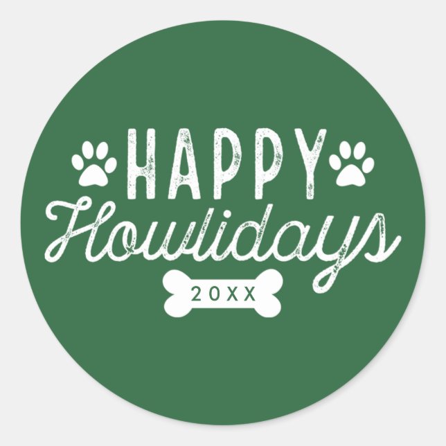 Sticker Rond Joyeux Howlidays | Vacances vertes (Devant)