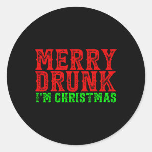 Sticker Rond Joyeux ivrogne Je suis Noël Père Noël X-mas Vilain
