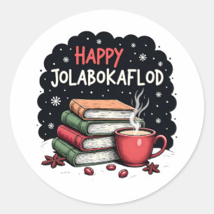 Sticker Rond Joyeux Jolabokaflod Famille Célébration Cadeau