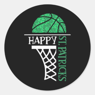 Sticker Rond Joyeux joueur de basket-ball Shamrock Jour de la S