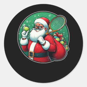 Sticker Rond Joyeux joueur de tennis de Noël Racket Lover Père