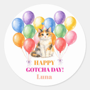 Sticker Rond Joyeux jour d'adoption Célébration d'adoption Chat