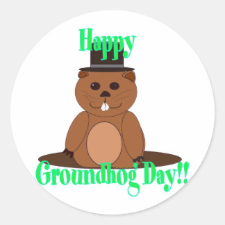 Sticker Rond Joyeux Jour de la Marmotte !