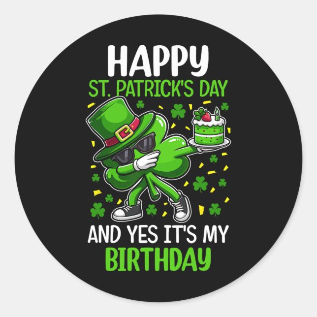 Sticker Rond Joyeux Jour de la Saint Patrick Anniversaire Shamr (Devant)