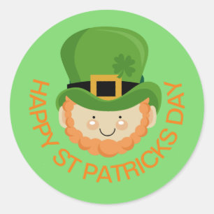 Sticker Rond Joyeux Jour de la Saint Patrick leprechaun
