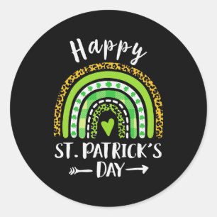 Sticker Rond Joyeux Jour de la Saint Patrick Rainbow Shamrock i