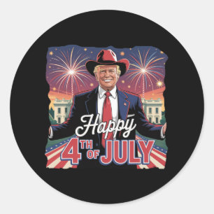 Sticker Rond Joyeux Jour de l'indépendance 4 juillet Trump