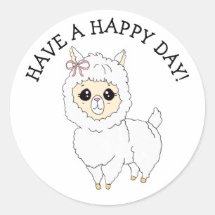 Sticker Rond Joyeux Jour de Llama