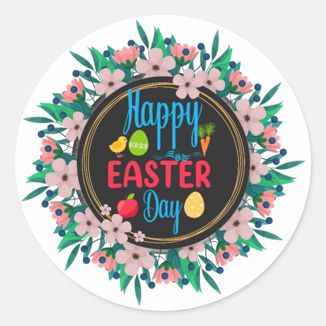 Sticker Rond Joyeux Jour de Pâques-62351 (Devant)