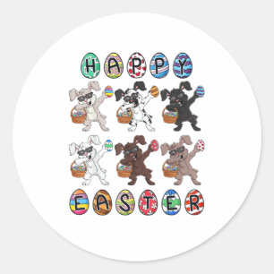 Sticker Rond Joyeux jour de Pâques Dabbing Rabbits Oeufs Enfant