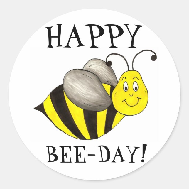 Sticker Rond Joyeux Jour des abeilles Anniversaire Bumblebee An (Devant)