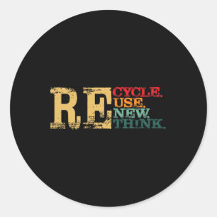 Sticker Rond Joyeux Jour des terres Recycle Réutiliser Renouvel
