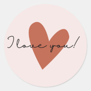 Sticker Rond joyeux jour des valentines, rose et rouge, coeurs 
