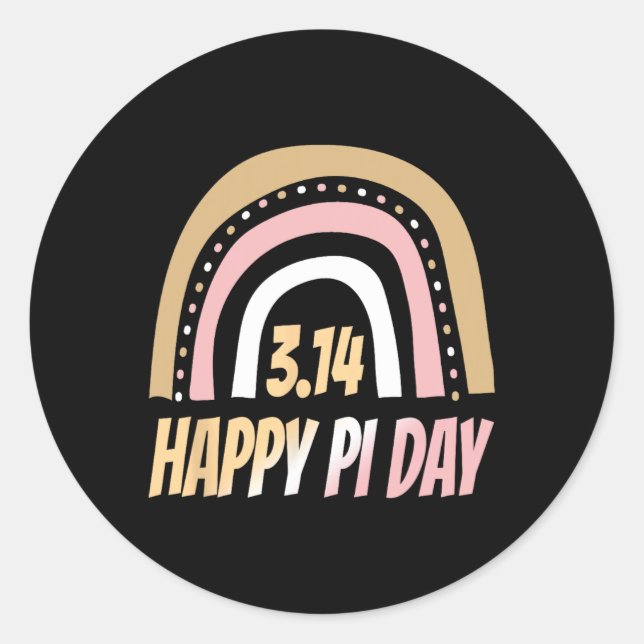 Sticker Rond Joyeux Jour Pi Mathématique Maître Rainbow Pi Da (Devant)