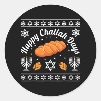 Sticker Rond Joyeux Jours de Challah Hanoukka