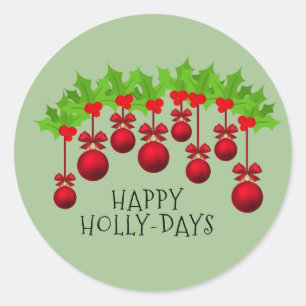 Sticker Rond JOYEUX JOURS DE FÊTE DE Noël Rouge/Vert