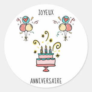 Sticker Rond Joyeux   Joyeux anniversaire
