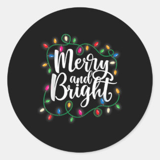 Sticker Rond Joyeux Joyeux Et Lumineuses Fêtes De Noël