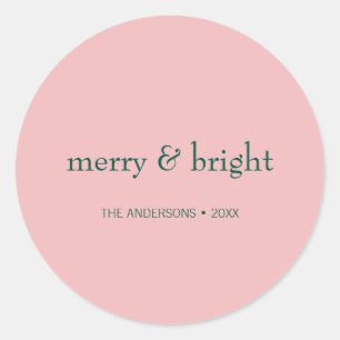 Sticker Rond Joyeux & Joyeux Noël Pink Vert