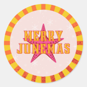 Sticker Rond Joyeux Junemas Noël Tropical