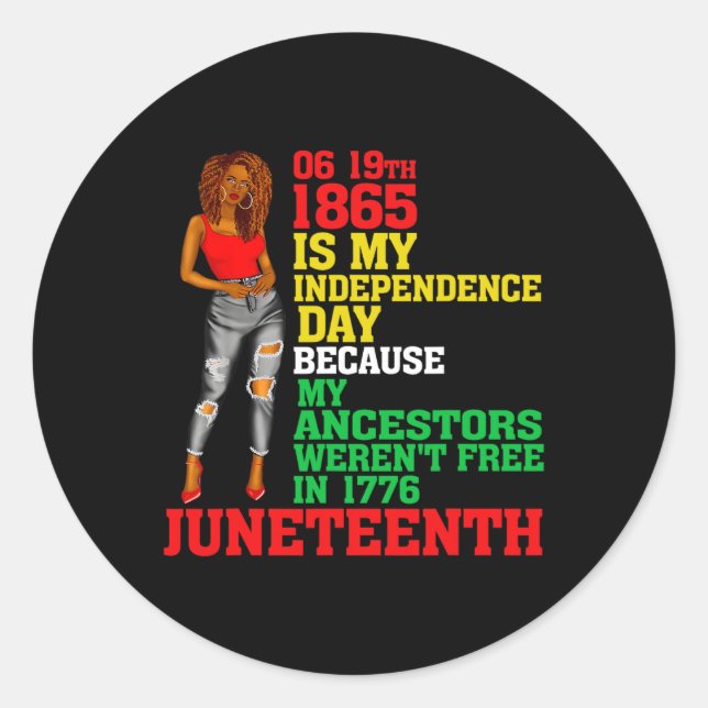 Sticker Rond Joyeux JunetDix Est Ma Fête De L'Indépendance Libr (Devant)