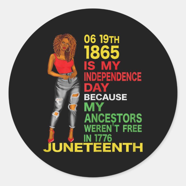 Sticker Rond Joyeux JunetDix Est Ma Fête De L'Indépendance Libr (Devant)