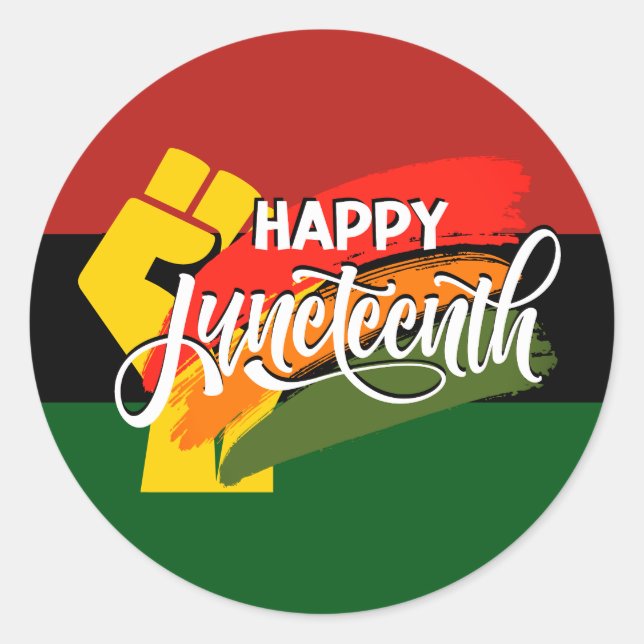 Sticker Rond Joyeux Juneteenth panafricain (Devant)