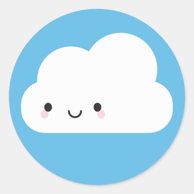 Sticker Rond Joyeux Kawaii Cloud (Devant)