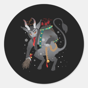 Sticker Rond Joyeux Krampus Horreur Noël Malheur Pajama Evil Pa