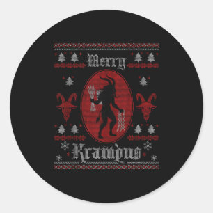 Sticker Rond Joyeux Krampus Horreur Soky Maléfique Drôle Noël l