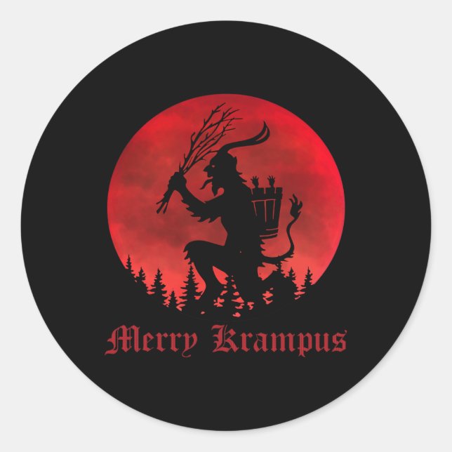 Sticker Rond Joyeux Krampus Noël Noël Noël Noël Horreur Sweat l (Devant)