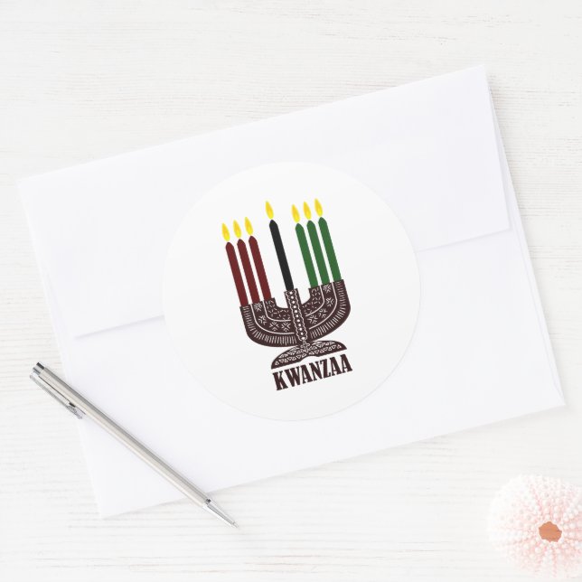 Sticker Rond Joyeux Kwanzaa (Enveloppe)