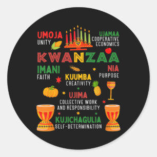 Sticker Rond Joyeux Kwanzaa 7 Principes De Kwanzaa Femmes Homme
