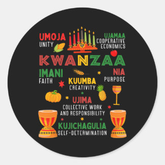 Sticker Rond Joyeux Kwanzaa 7 Principes De Kwanzaa Femmes Homme