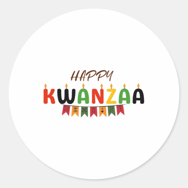 Sticker Rond Joyeux Kwanzaa - 7 Principes Des Tee - shirts De K (Devant)