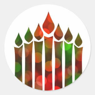 Sticker Rond Joyeux Kwanzaa Bokeh Kinara