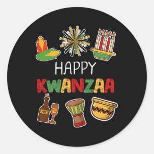 Sticker Rond Joyeux Kwanzaa Fête Africaine Américaine