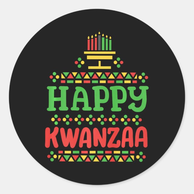 Sticker Rond Joyeux Kwanzaa Joyeux Noël Hommes afro-américains (Devant)