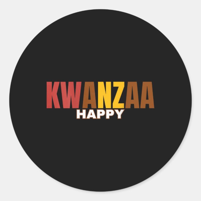 Sticker Rond Joyeux Kwanzaa Kinara-Sept Principes De Kwanzaa ( (Devant)