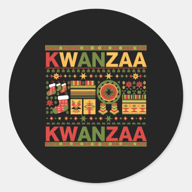 Sticker Rond Joyeux Kwanzaa Sept Principes De Kwanzaa 1 (Devant)