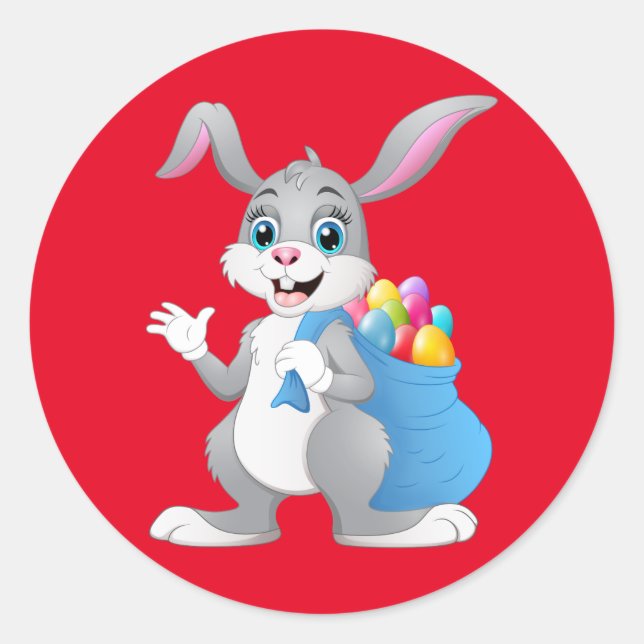 Sticker Rond Joyeux lapin de Pâques (Devant)