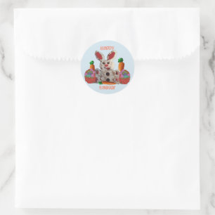 Sticker Rond Joyeux Lapin de Pâques
