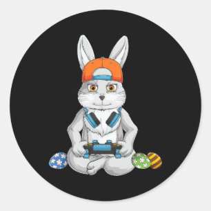 Sticker Rond Joyeux lapin de Pâques Œuf drôle garçons filles en