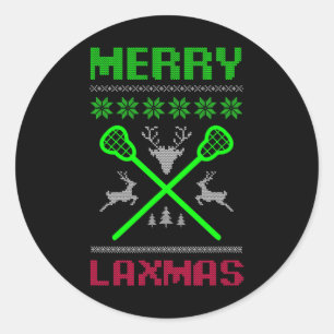 Sticker Rond Joyeux Laxmas Vilain Design Lacrosse Noël