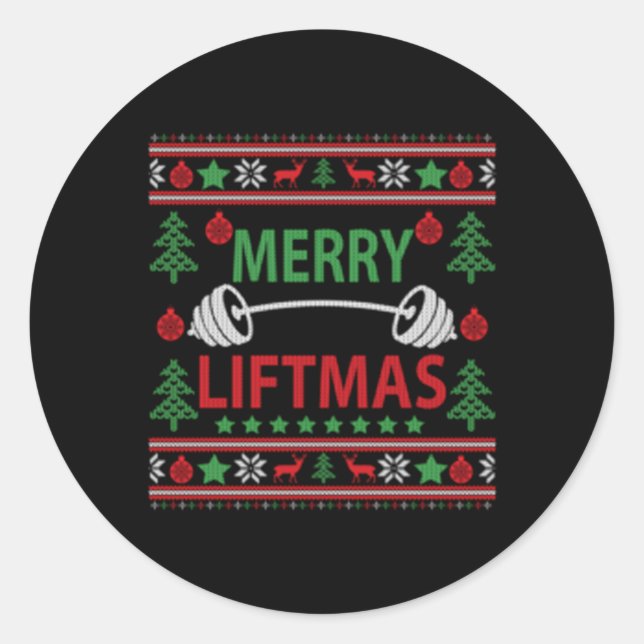 Sticker Rond Joyeux Liftmas Gymnase moche (Devant)